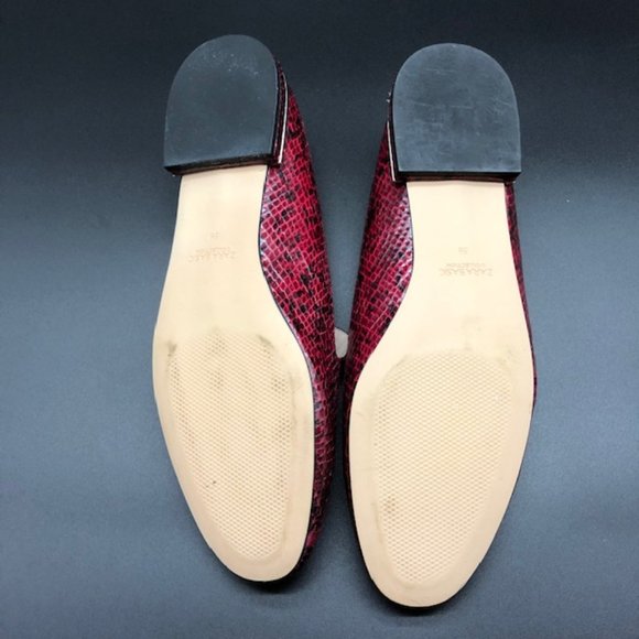 Zara  Burgundy Snakeskin Women's Flats with Rhinestones - Picture 14 of 15